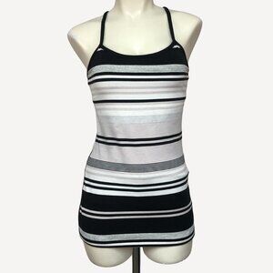 LULULEMON Power Y Tank *Luon Groovy Stripe Static Wave Dune / Black Size 6